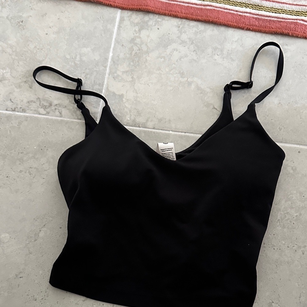 Black V-Neck Cami Top with Adjustable Straps